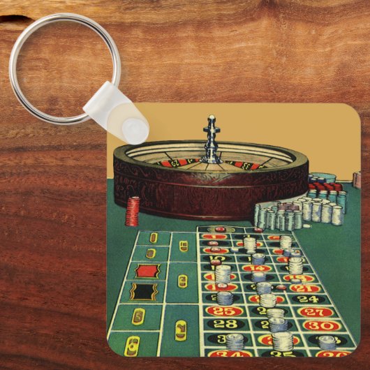  Roulette Table Casino Game, Gambling Chips Sleutelhanger (Voorkant)