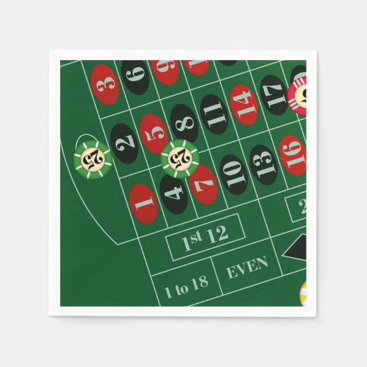 Roulette Table Casino Paper Napkin set Servet (Voorkant)
