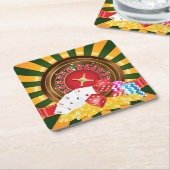 Roulette Wheel en Casino Cards, Dice en Chips Kartonnen Onderzetters (Schuin)