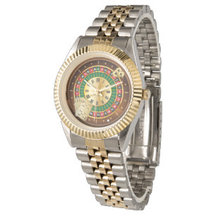 Roulette wiel en kaarten tweekleurige armband horl horloge