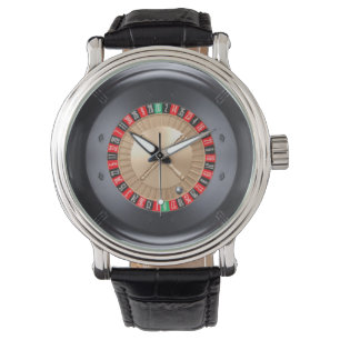 roulette wiel lederen horloge