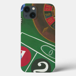Roulettetafel met fiches en wiel iPhone 13 hoesje