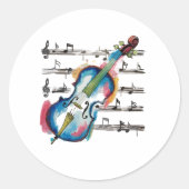 Round abstract violin sticker (Voorkant)