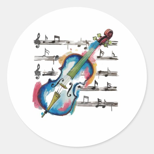 Round abstract violin sticker (Voorkant)