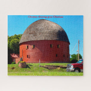 Round Barn Oklahoma.Kerstgroeten Legpuzzel