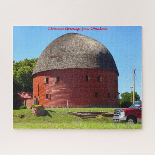 Round Barn Oklahoma.Kerstgroeten Legpuzzel (Horizontaal)