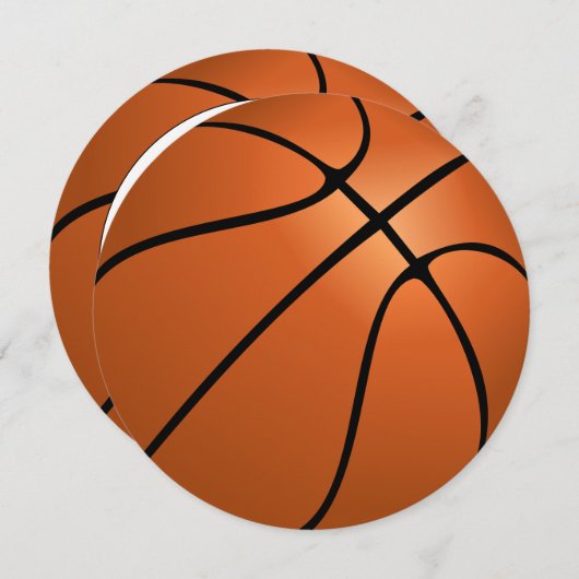 Round Basketball Ball Birthday Uitnodiging (Voorkant / Achterkant)
