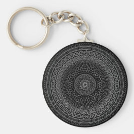 Round Black Mandala v3 Sleutelhanger