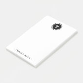 Round Black White Minimal Modern Monogram Post-it® Notes (Schuin)