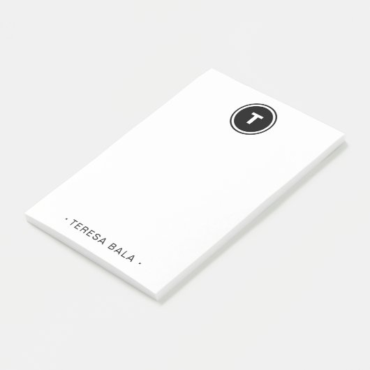Round Black White Minimal Modern Monogram Post-it® Notes (Schuin)