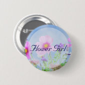 Round Bloemenmeisje Floral Wedding Buttons (Voorkant /achterkant)
