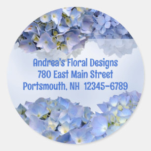 Round Blue Floral Return-adreslabels Ronde Sticker