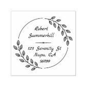 Round Botanical Wreatves Address Zelfinktende Stempel (Design)