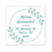 Round Botanical Wreatves Address Zelfinktende Stempel (Design)