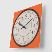 Round Brown Square Wall klok (Hoek)