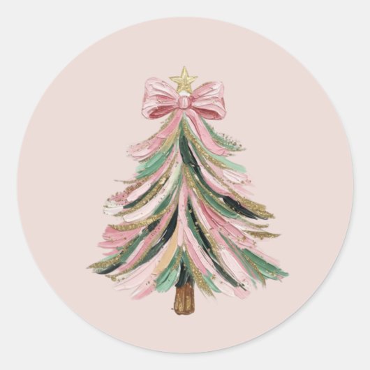 Round Brushstroke Christmas Tree Sticker (Voorkant)