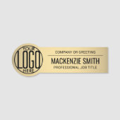 Round Business Logo Gold Color Plastic Medewerker Naamplaatje (Voorkant)