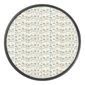 Round car accessory with a cheerful rainbow hockey puck (Voorkant)