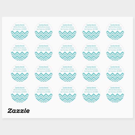 Round Chevron Labels - Blauwgroen groen (Vel)
