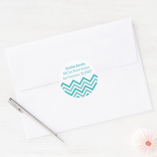 Round Chevron Labels - Blauwgroen groen (Envelop)