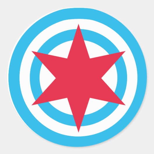 Round Chicago-vlag Ronde Sticker (Voorkant)
