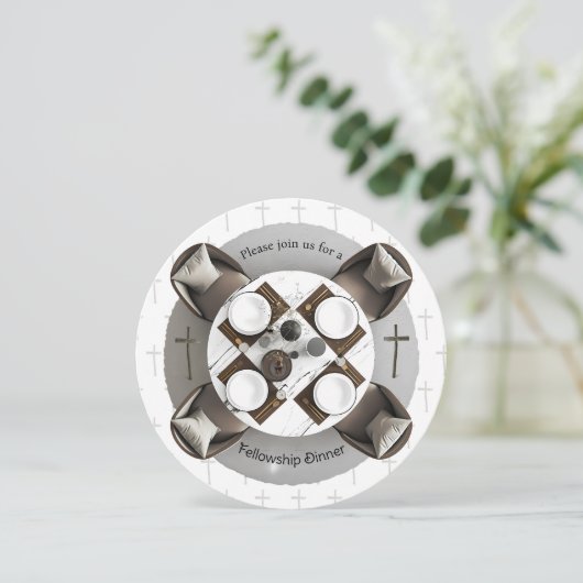 Round Christian Fellowship Dinner Invitation Kaart (Staand voorkant)