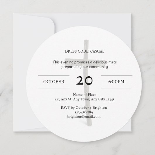 Round Christian Fellowship Dinner Invitation Kaart (Achterkant)