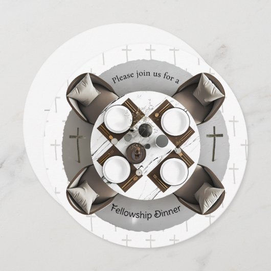 Round Christian Fellowship Dinner Invitation Kaart (Voorkant / Achterkant)
