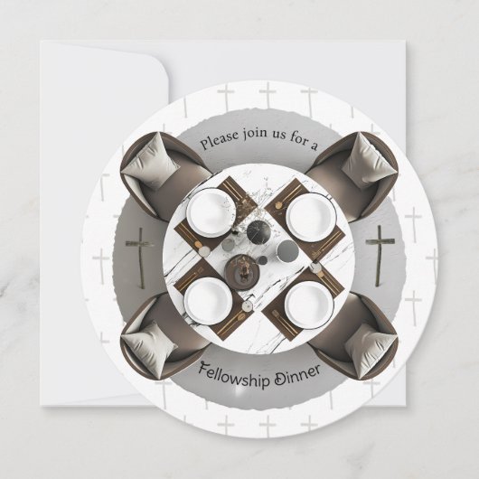 Round Christian Fellowship Dinner Invitation Kaart (Voorkant)
