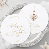 Round Christmas Card with Gold Script Kaart