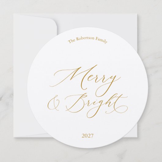 Round Christmas Card with Gold Script Kaart (Voorkant)