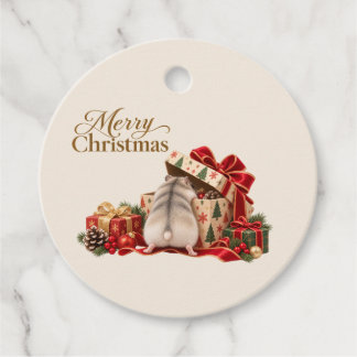 Round Christmas Hamster Gift Tag Bedankjes Labels