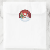 Round Christmas Sticker - Santa, Snowman & Tree (Tas)