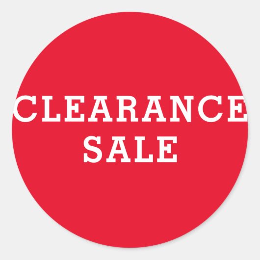 Round Clearance Sale Rood en wit Ronde Sticker (Voorkant)