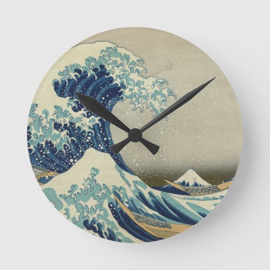 Round clock: "Great Wave off Kanagawa" by Hokusai Ronde Klok (Voorkant)