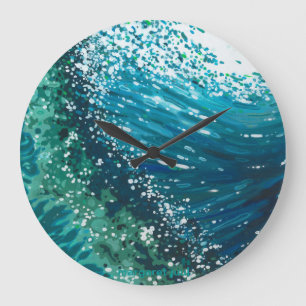 Round Coastal Wave Clock van Margaret Juul Grote Klok