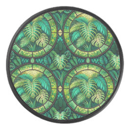 Round coaster featuring a vibrant floral pattern  hockey puck