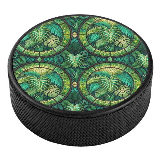 Round coaster featuring a vibrant floral pattern  hockey puck (3/4)