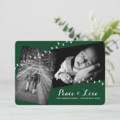 Round Corners Green Peace & Love Kerstfoto's Feestdagenkaart (Staand voorkant)
