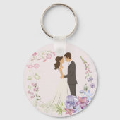 Round Couple Keychain – Mr. & Mrs. Personalized Gi (Voorkant)