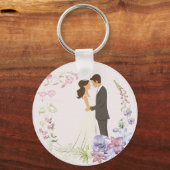 Round Couple Keychain – Mr. & Mrs. Personalized Gi (Voorkant)