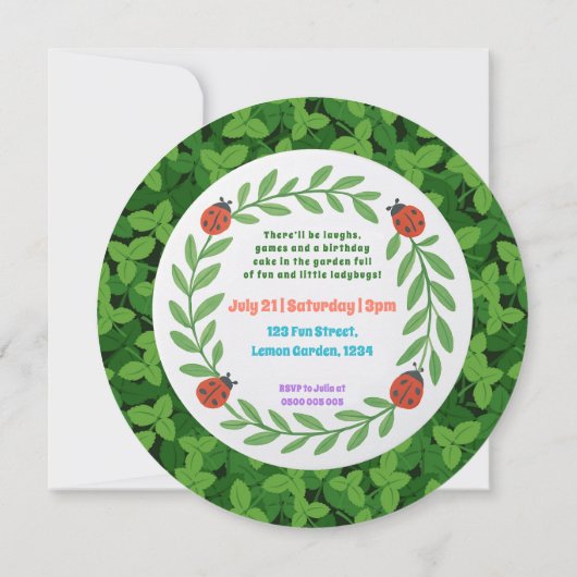 Round Custom Photo & Leaf Birthday Invitation Feestdagenkaart (Achterkant)