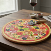 Round Cutting Board  Illustration Whole Pizza Snijplank