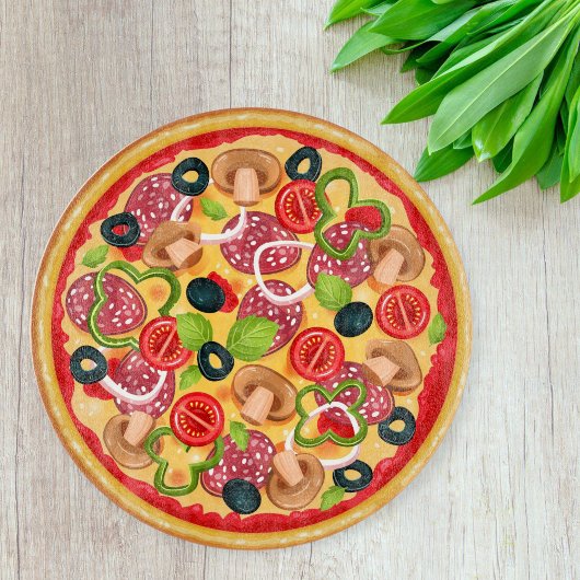 Round Cutting Board  Illustration Whole Pizza Snijplank