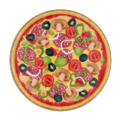 Round Cutting Board  Illustration Whole Pizza Snijplank (Voorkant)
