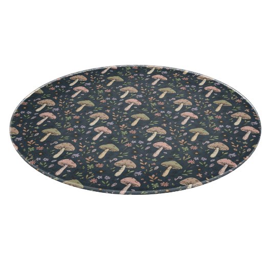 Round Deep Slate Blue Fungi Dark Academia Circle Snijplank (Hoek)