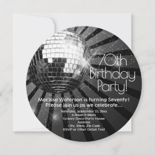 Round Disco Ball 70th Birthday Party Kaart