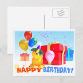 Round Dog Birthday Briefkaart (Voorkant / Achterkant)