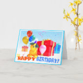 Round Dog Birthday-kaart Kaart (Gele Bloem)