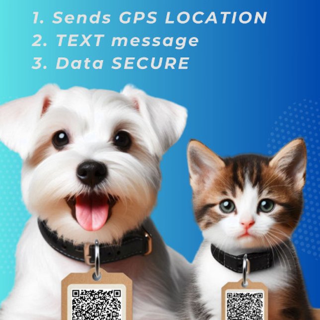 Round Dog Label QR-code Huisdierpenning (Peace of Mind and completely Data SECURE)